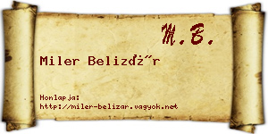 Miler Belizár névjegykártya